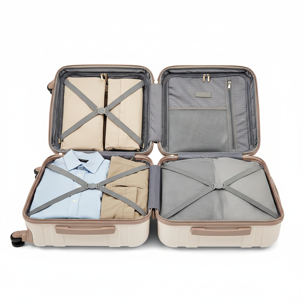 4-Piece Luggage Set Ivory & Golden - Interior
