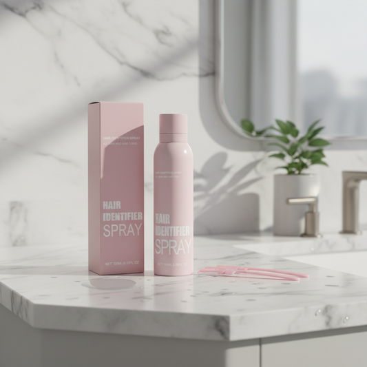 Hair Identifier Spray & Razor Set — bathroom vanity lifestyle