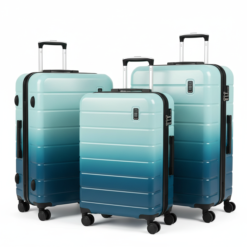 3-Piece Gradient Blue Hardshell Luggage Set