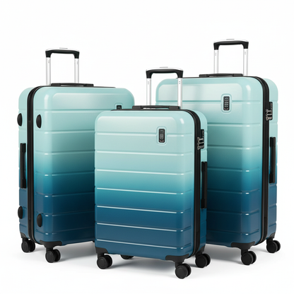 3-Piece Gradient Blue Hardshell Luggage Set