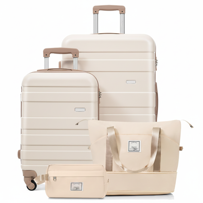 4-Piece Luggage Set Ivory & Golden - Full Set
