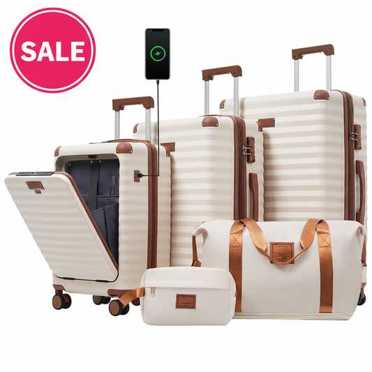 5-Piece Brown White - SALE Neon Pink