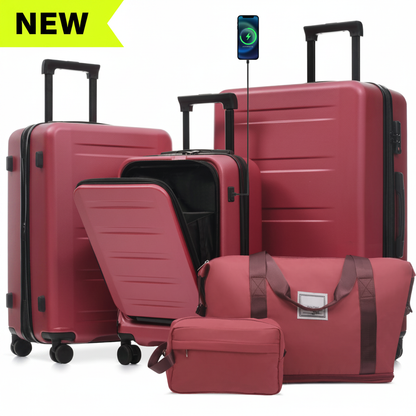 5-Piece Hardside Red - NEW Neon Yellow