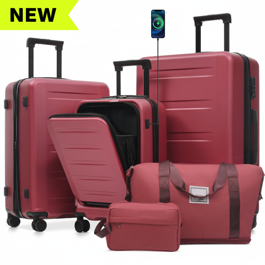 5-Piece Hardside Red - NEW Neon Yellow