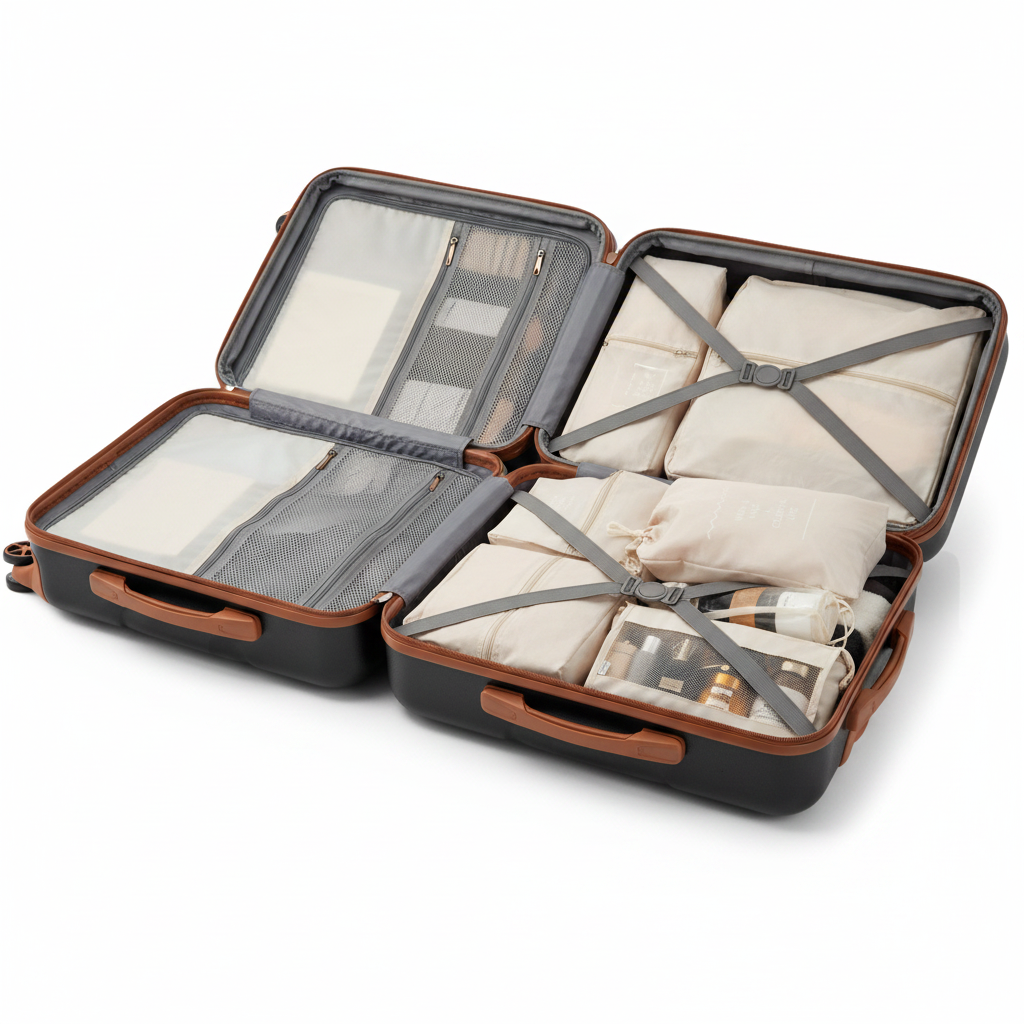 Black Hardshell Luggage Set - Interior