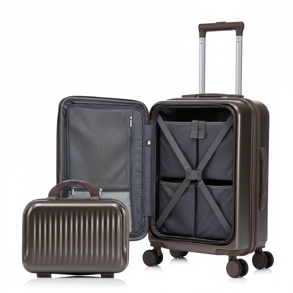 Brown ABS Luggage Set - Interior