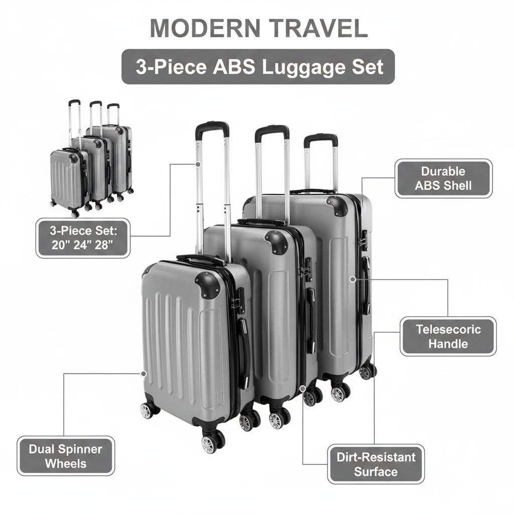 Gray ABS Luggage - Infographic
