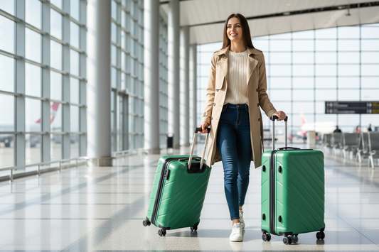 Green Hardside Luggage Set - Lifestyle