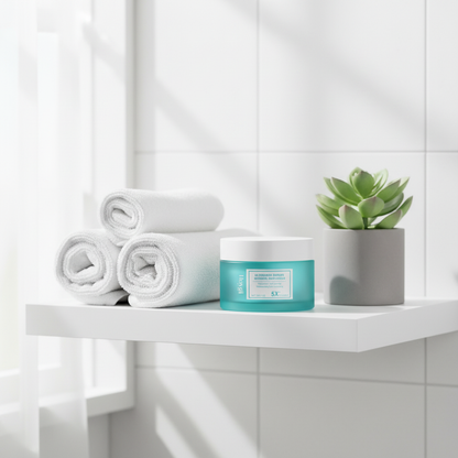 Hoygi 5X Ceramide Moisturizer — bathroom shelf lifestyle
