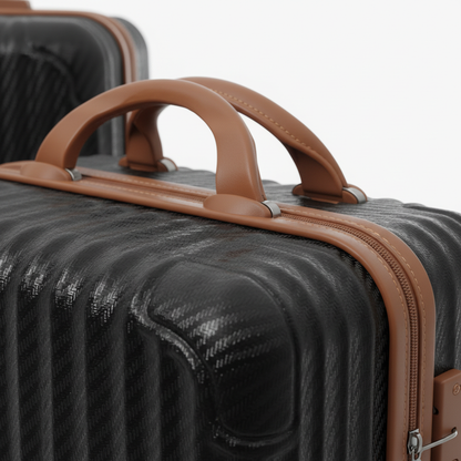 Black Brown 6-Piece Set - Leather Trim Detail
