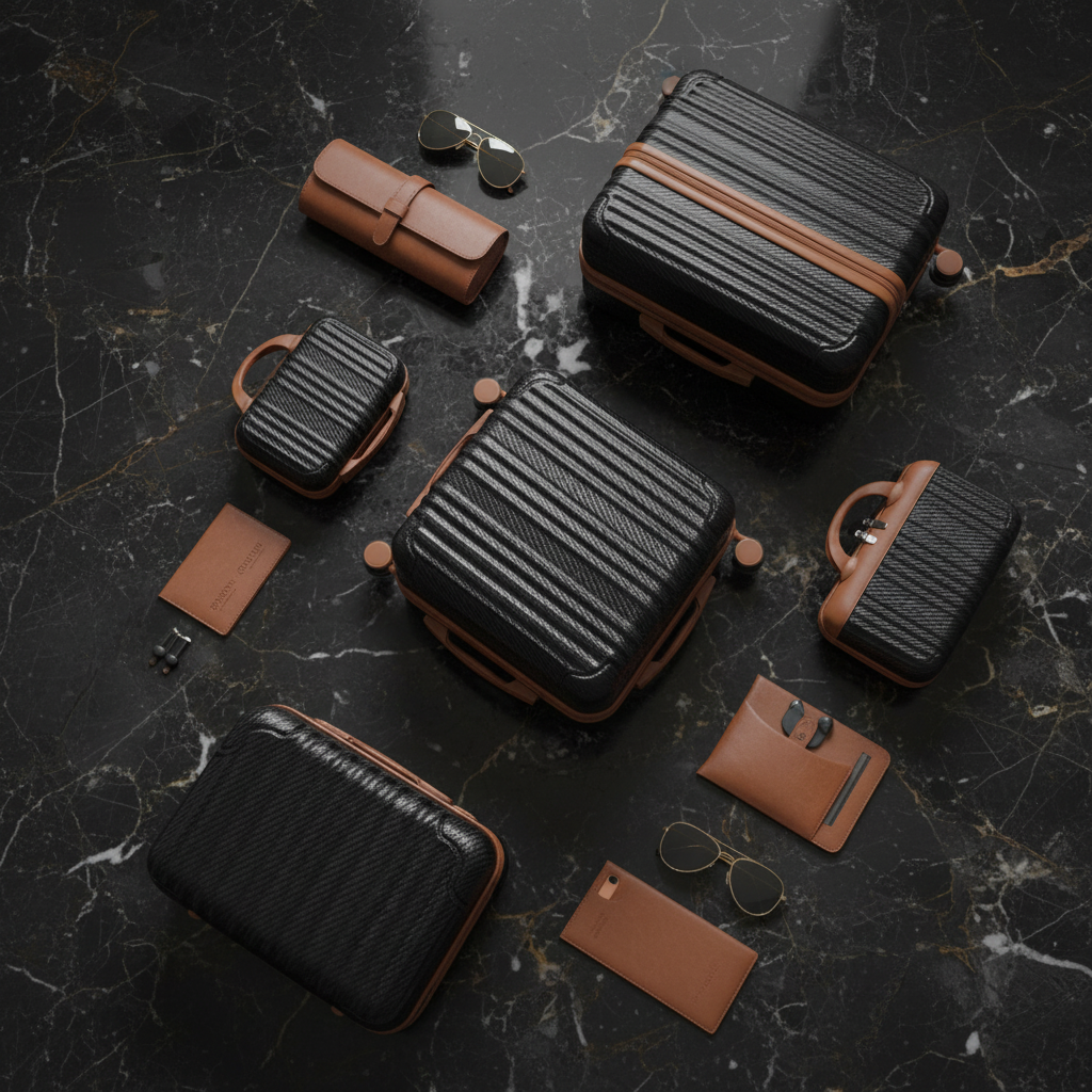 Black Brown 6-Piece Set - Dark Marble Flat Lay