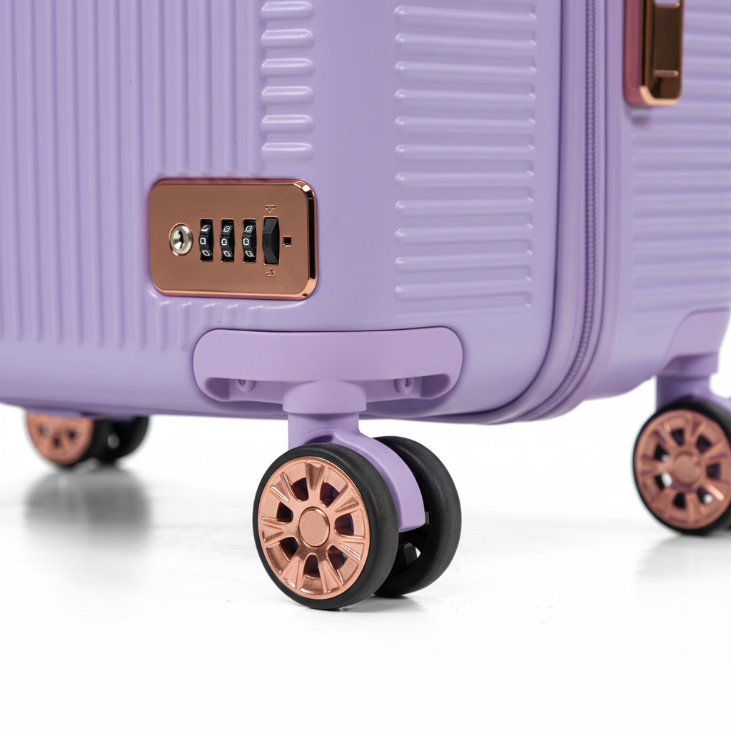 Purple Luggage Set - Hardware Detail