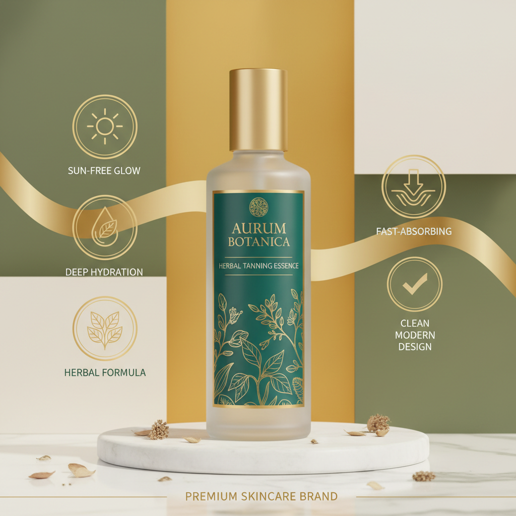 Herbal tanning essence benefits infographic