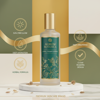 Herbal tanning essence benefits infographic