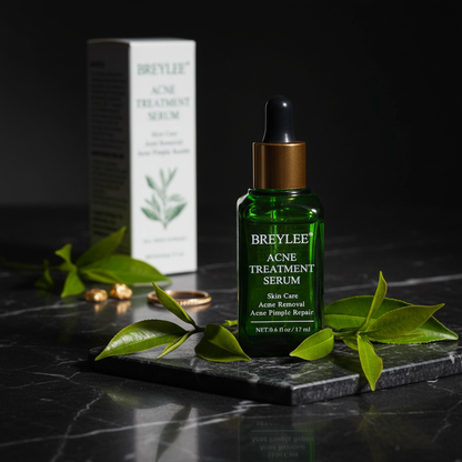 BREYLEE Acne Serum black marble with tea tree and gold accents