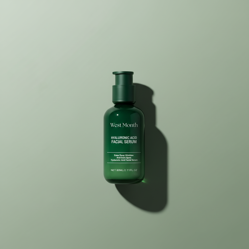 West Month Hyaluronic Acid Serum — sage green hero campaign