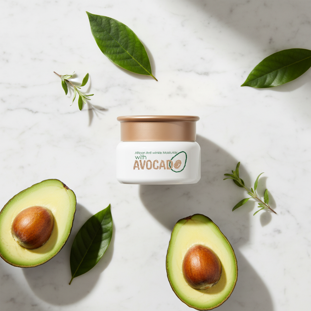 Avocado Face Cream - Marble Flat Lay