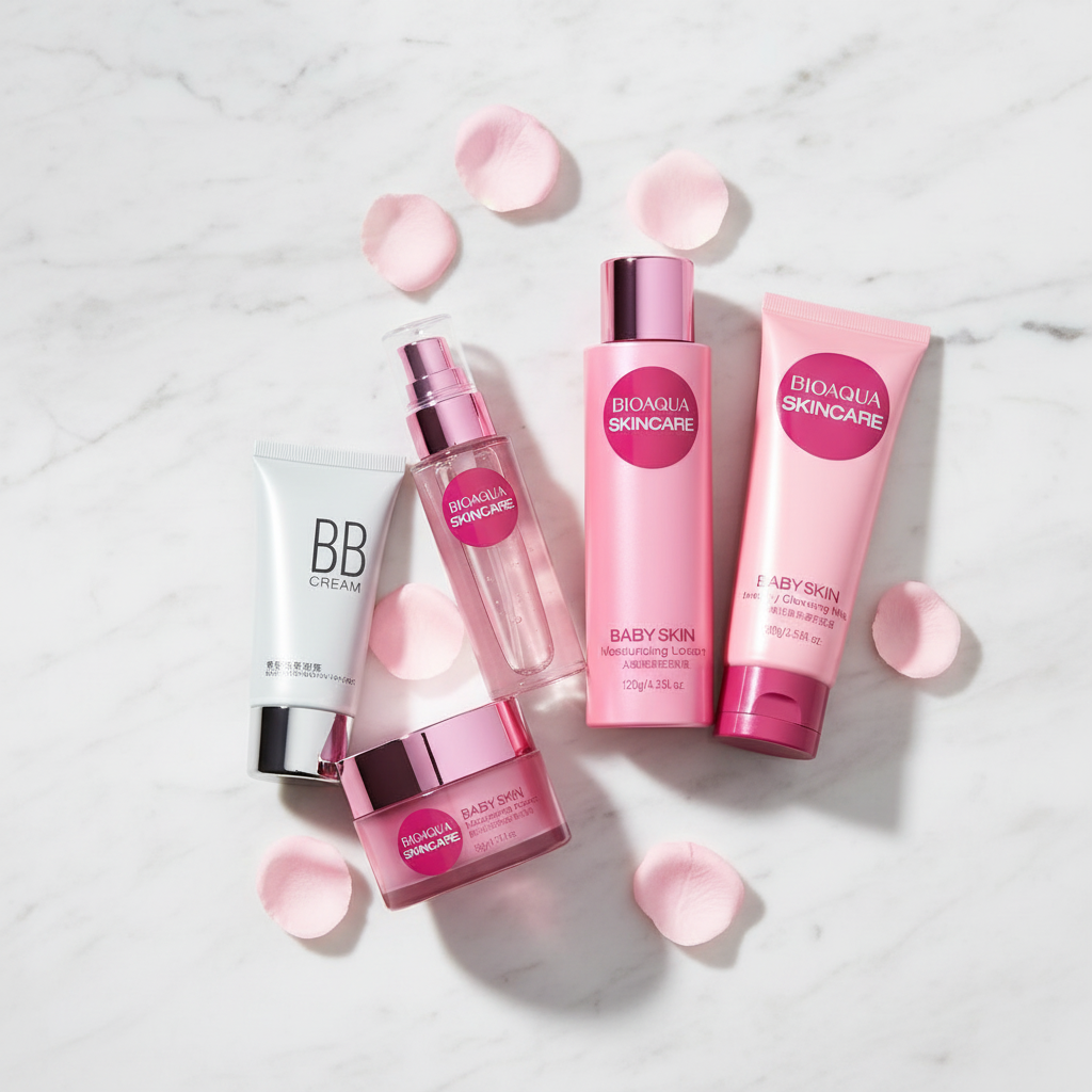 Baby Skin Set - Rose Marble Flat Lay