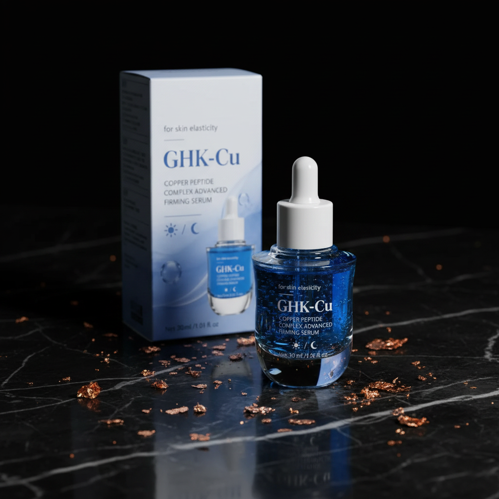 GHK-Cu Serum black marble with copper flakes and gold leaf