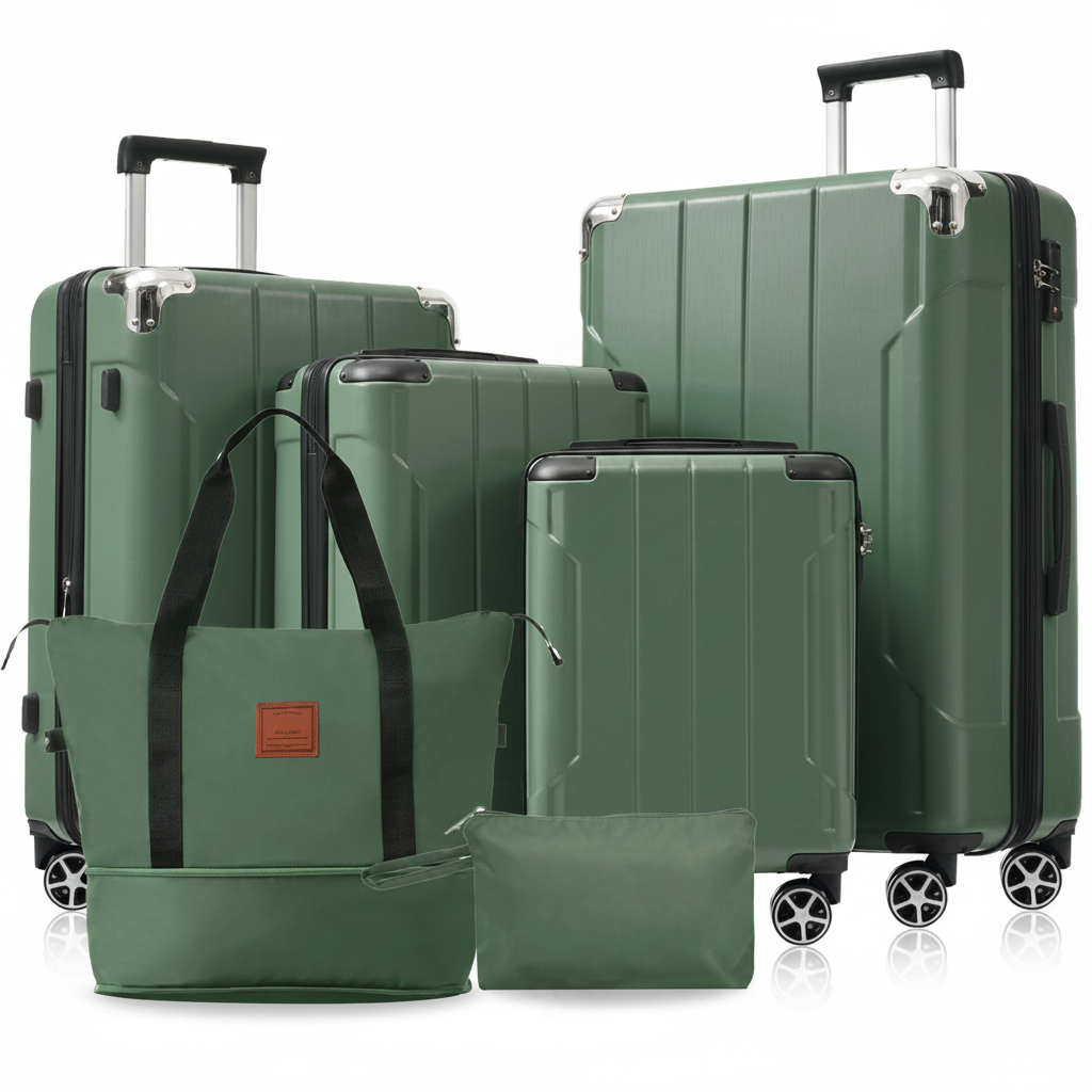 6-Piece Green Hardshell Luggage Set