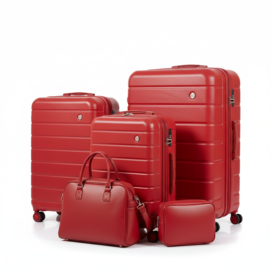 5-Piece Hardside Luggage Set in Red