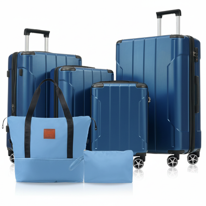 6-Piece Blue Hardshell Luggage Set