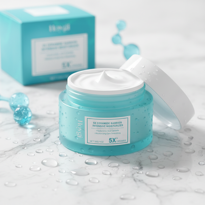 Hoygi 5X Ceramide Moisturizer — open jar cream texture macro