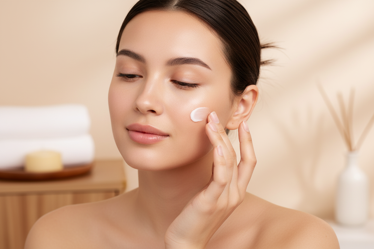 Woman Applying Face Cream
