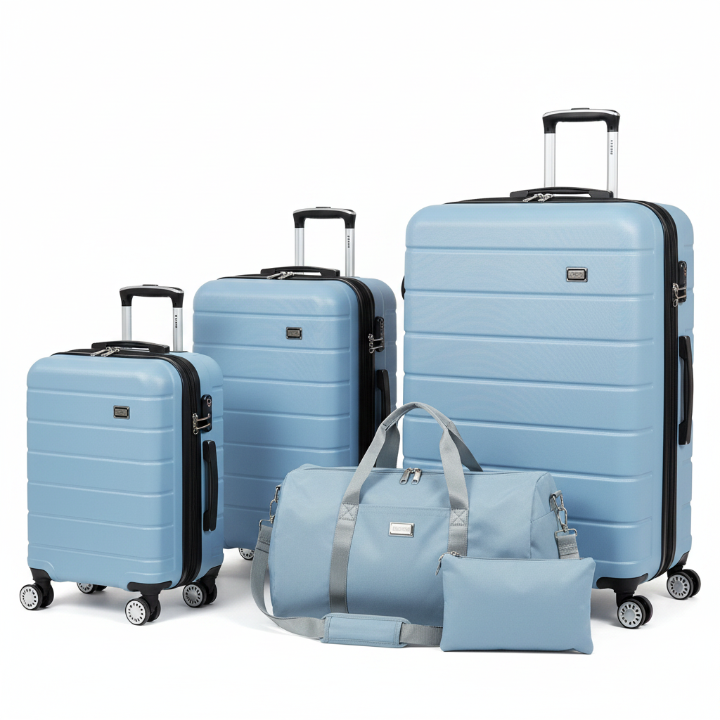 6-Piece Light Blue Hardshell Luggage Set