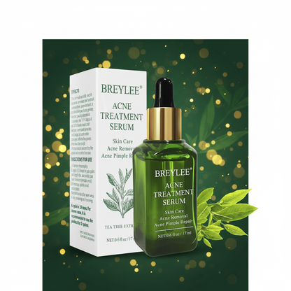 BREYLEE Acne Serum forest green bokeh campaign