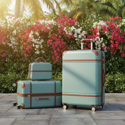 Mint Green Luggage - Tropical Garden