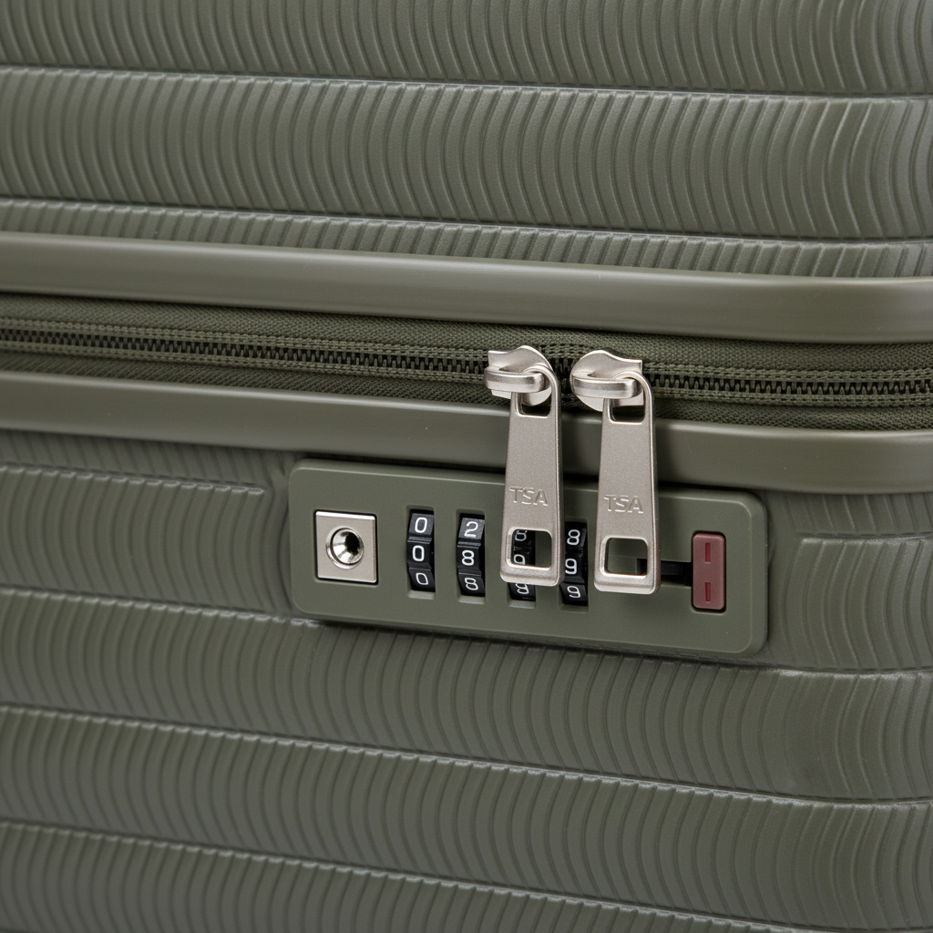 PP Spinner Luggage Set Green - Lock Detail
